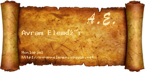Avram Elemér névjegykártya